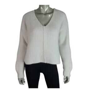 Abound Women's Metallic Shimmer Crop Sweater Medium Ivory NWT Pullover V-Neck